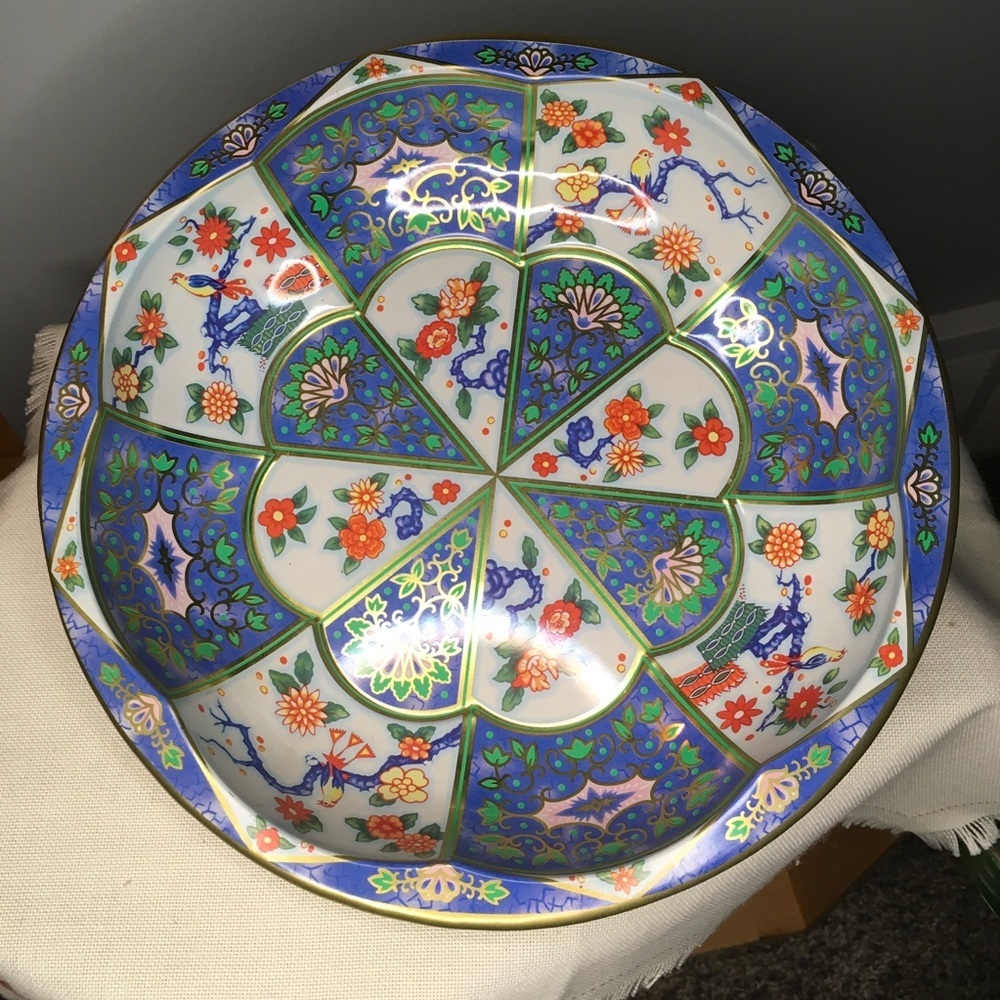 DAGER DECORATED WARE Tin Bowl Vintage Chinoiserie Design Made in England